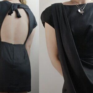 BCBG BCBGMaxazria Runway Collection Draped Open Back Backless Sheath Dress Black